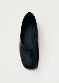 Edie Black Leather Ballet Flats via Alohas