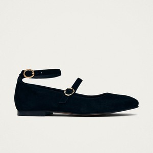 Evelyn Suede Black Leather Ballet Flats from Alohas