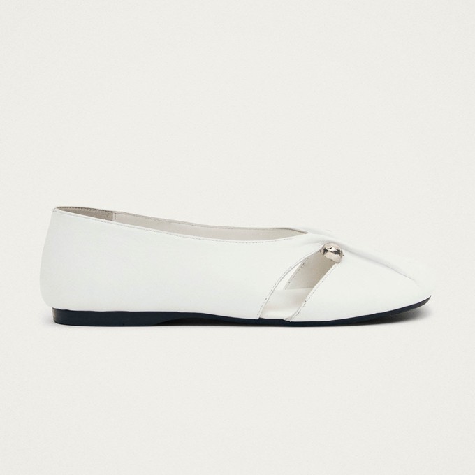 Ravena White Leather Ballet Flats from Alohas