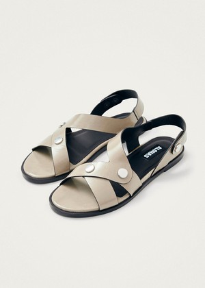 Mindy Onix Stone Beige Leather Sandals from Alohas