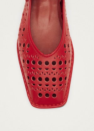 Sway Slit Red Leather Ballet Flats from Alohas