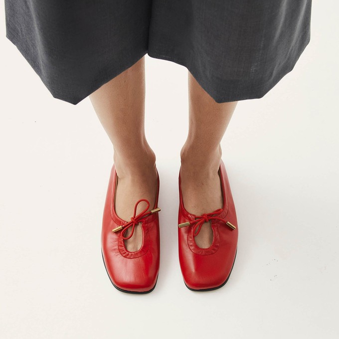 Rosalind Red Leather Ballet Flats from Alohas