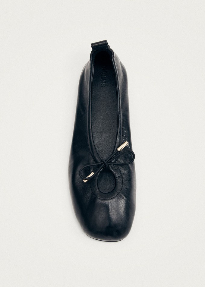 Rosalind Black Leather Ballet Flats from Alohas