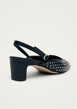 Lindy Studs Black Leather Pumps from Alohas