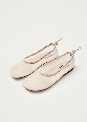 Gill Mesh White Ballet Flats from Alohas