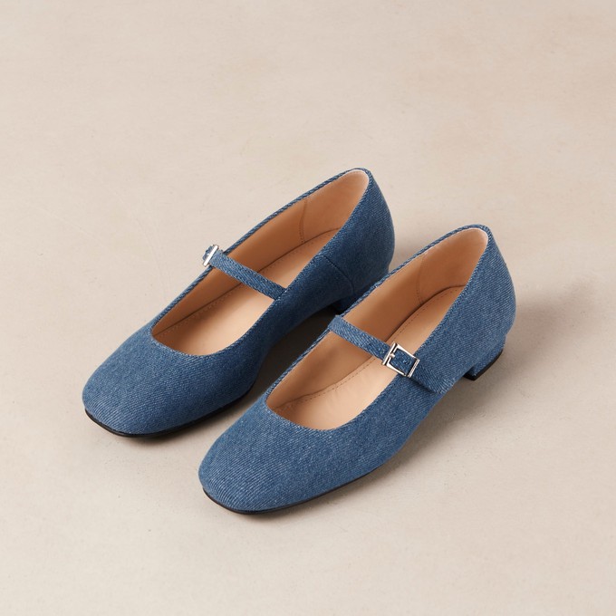 Por Do Sol Denim Blue Denim Ballet Flats from Alohas