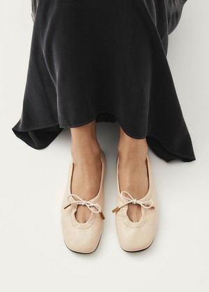 Rosalind Cream Leather Ballet Flats from Alohas