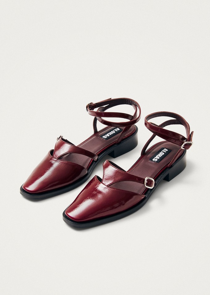 Aveline Burgundy Leather Ballet Flats from Alohas