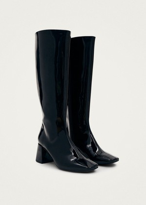 Chalk Onix Black Vegan Leather Boots from Alohas