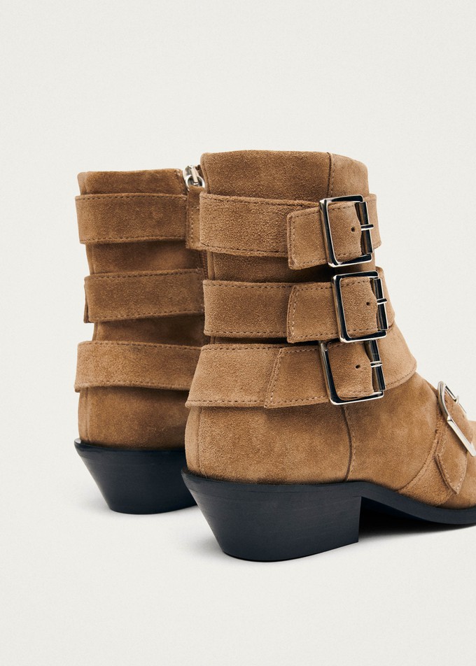 Eras Suede Tan Leather Ankle Boots from Alohas