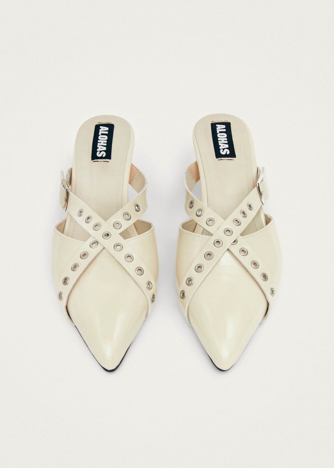 Zyra Onix Cream Leather Mules from Alohas