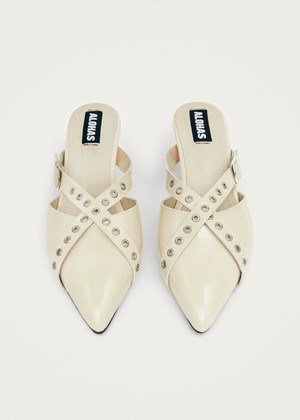 Zyra Onix Cream Leather Mules from Alohas