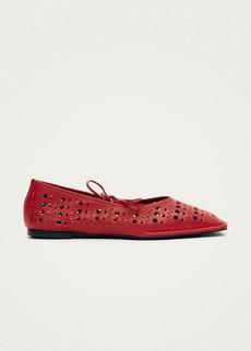 Sway Slit Red Leather Ballet Flats via Alohas