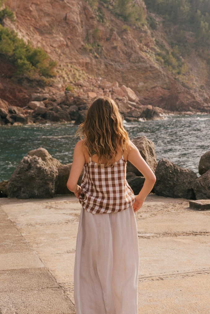 Linen top HILO in Mocha Gingham from AmourLinen