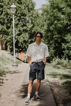 Classic linen shorts HERMES XXL Charcoal via AmourLinen