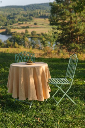 Round linen tablecloth from AmourLinen