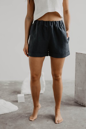 Linen shorts MIA in Charcoal from AmourLinen