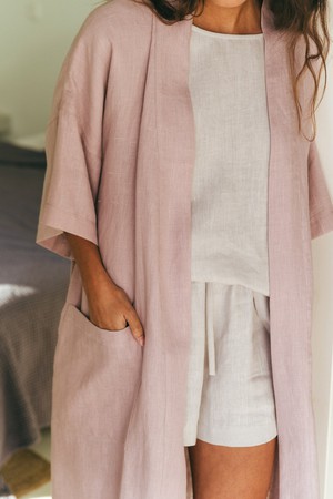 Linen bathrobe MIDNIGHT from AmourLinen