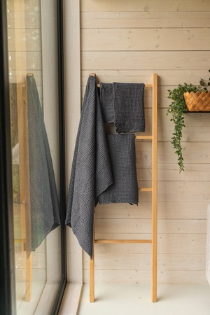 Linen waffle towel set in Charcoal (3 pcs) from AmourLinen