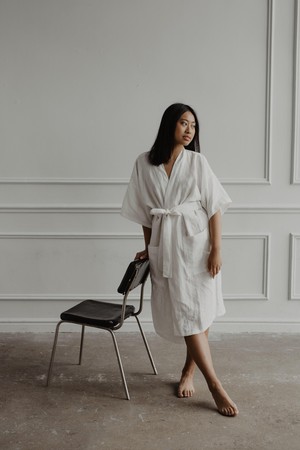 Linen bathrobe MIDNIGHT from AmourLinen