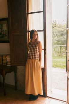 Mona long linen skirt in Mustard via AmourLinen