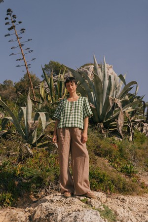 Lydia classic linen pants in Rosy Brown from AmourLinen