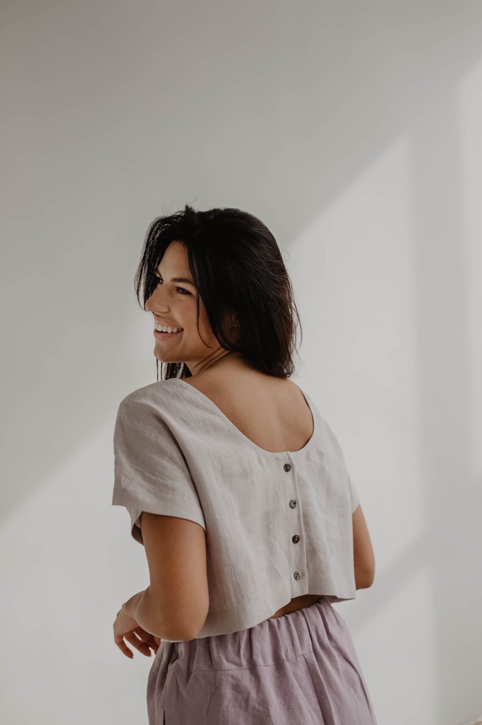 Linen crop top with buttons LISA from AmourLinen