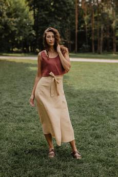 Linen wrap skirt IRIS in Mustard via AmourLinen