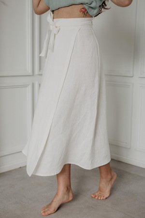 Linen wrap skirt IRIS in White from AmourLinen