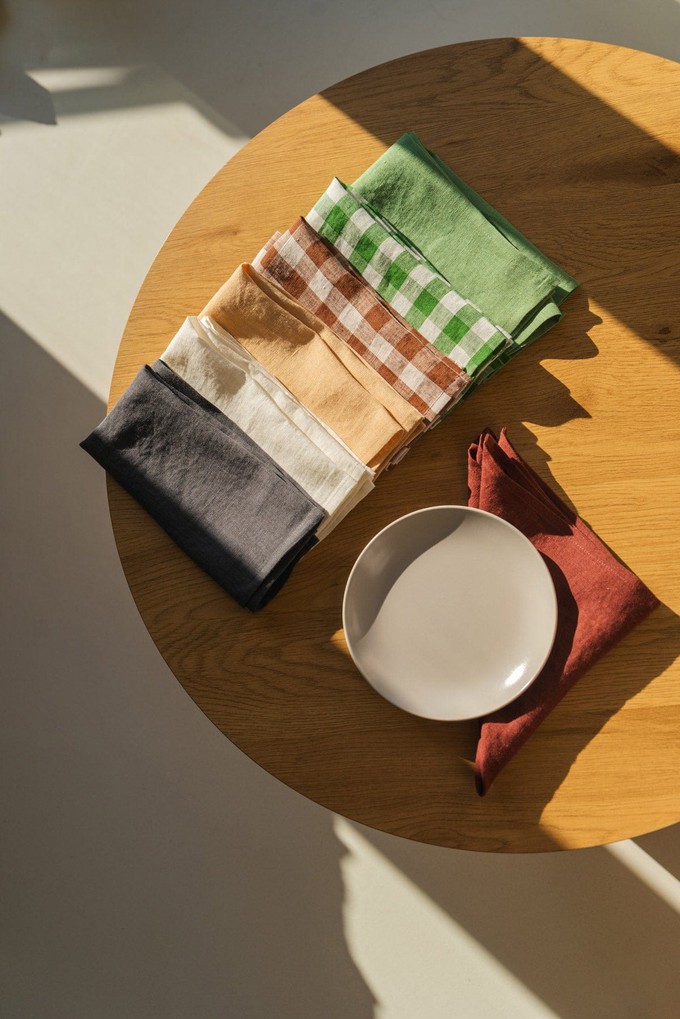 Linen placemats set of 2 in Green Gingham from AmourLinen