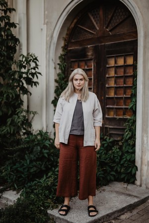 Linen oversized jacket KYIV in Cream from AmourLinen