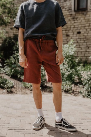 Classic linen shorts HERMES in Terracotta from AmourLinen