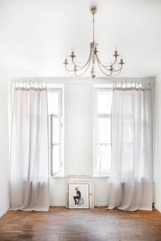 Tie top linen curtain in Cream via AmourLinen