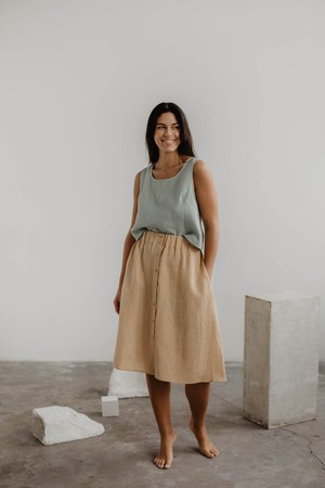 Linen skirt with buttons DAISY S Mustard from AmourLinen