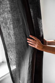 Tab top linen curtain in Charcoal via AmourLinen