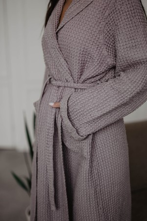 Waffle linen bathrobe Snuggle - Rosy Brown / Size 1 from AmourLinen