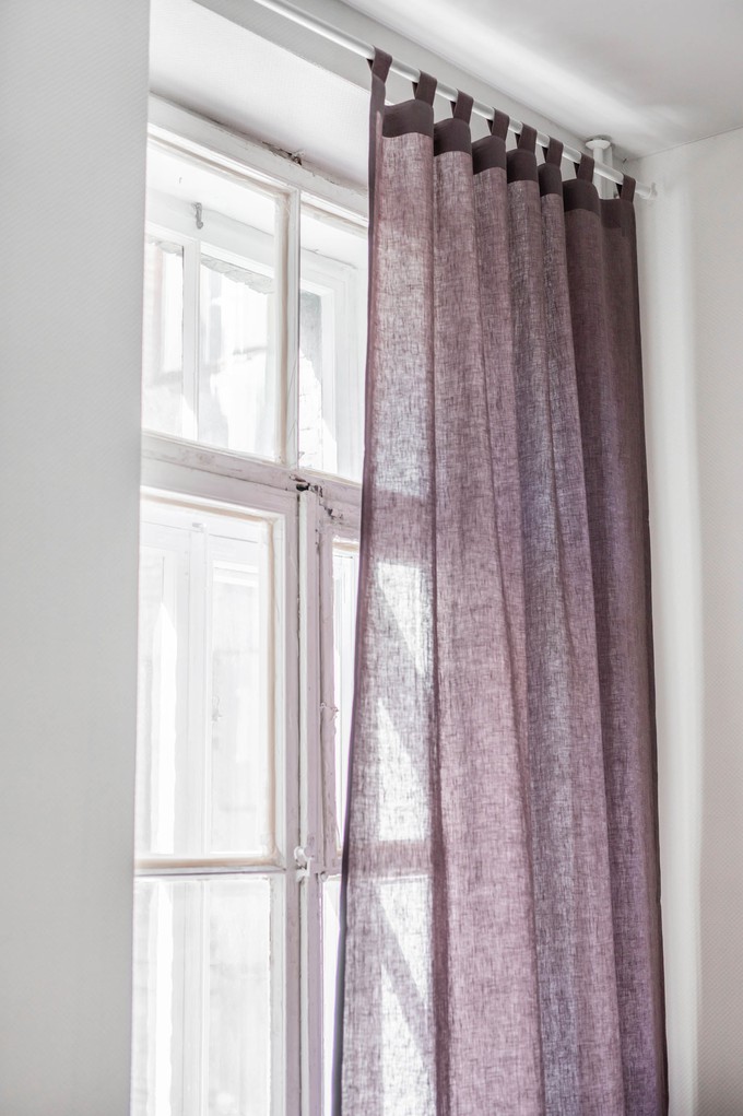 Tab top linen curtain in Dusty Lavender from AmourLinen