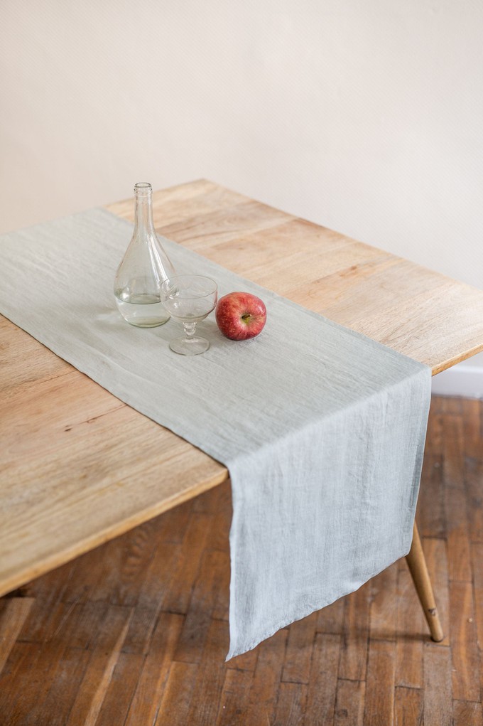 Linen table runner in Sage Green from AmourLinen