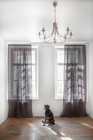 Tab top linen curtain in Charcoal from AmourLinen