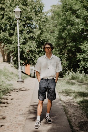 Oversized linen shirt MAGNUS in White from AmourLinen