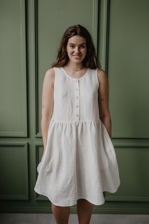 Linen sleeveless summer dress HAZEL in White from AmourLinen