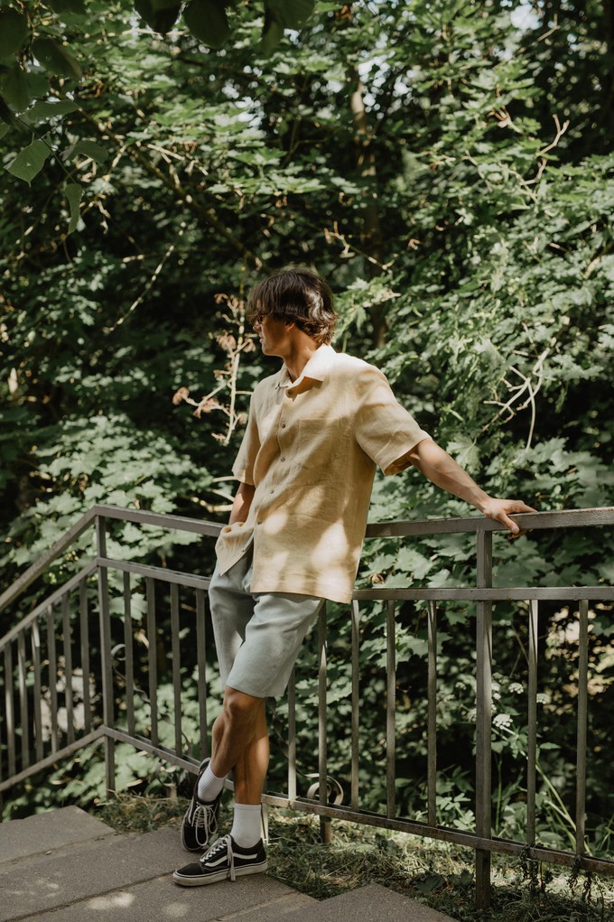 Oversized linen shirt MAGNUS in Mustard from AmourLinen