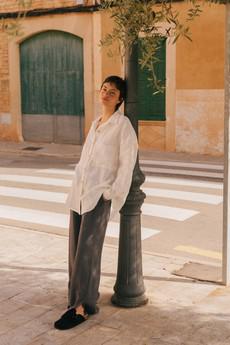 MOLLY oversized collar linen shirt in White via AmourLinen