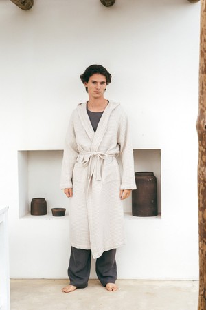 Men's waffle linen bathrobe from AmourLinen