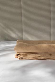 Linen flat sheet in Mustard via AmourLinen