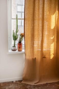 Tab top linen curtain in Mustard via AmourLinen