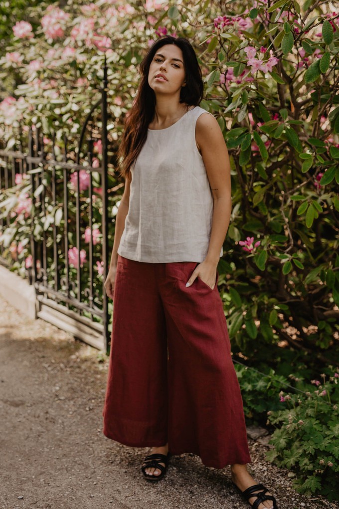 Wide linen pants ISABELLA in Terracotta from AmourLinen