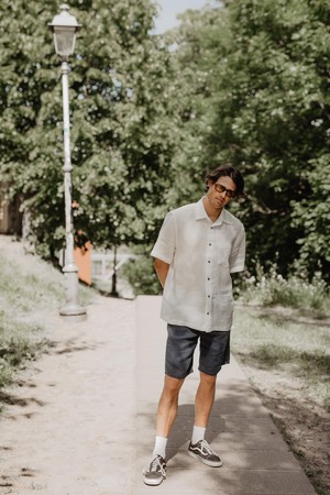 Classic linen shorts HERMES in Charcoal from AmourLinen