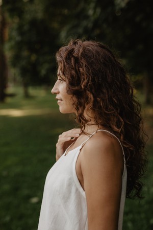 Linen slip dress ZOE in Dusty Lavender from AmourLinen