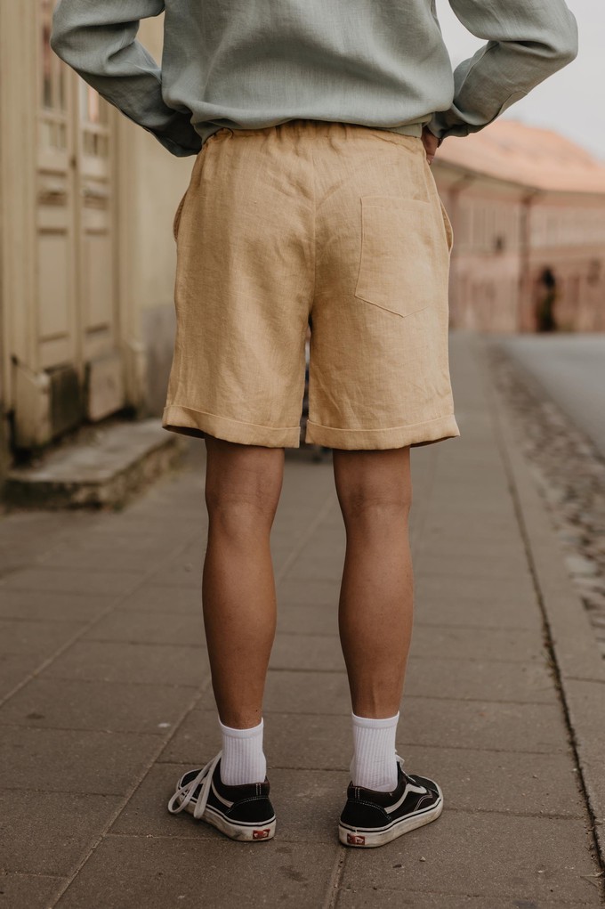 Linen shorts ARES in Mustard from AmourLinen